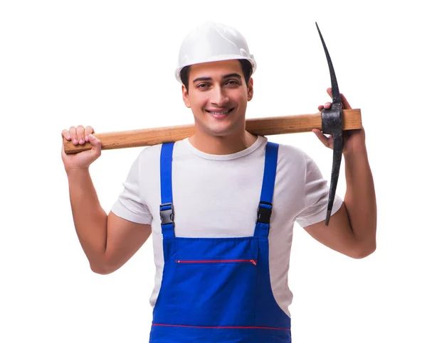 Man with axe isolated on the white — Stock Photo, Image