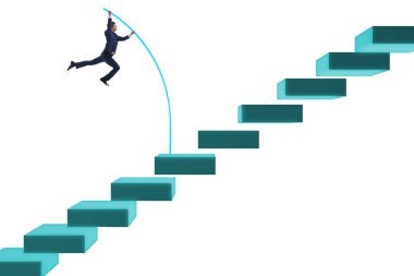 İş adamı kasası bar çizelgelerinin üzerinden atlıyor