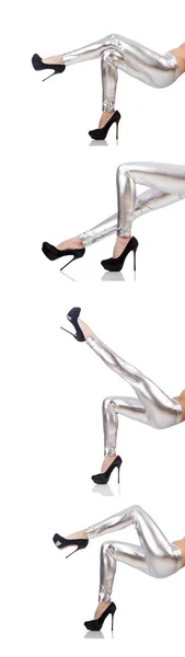Női lábak harisnya fehér — Stock Fotó