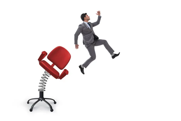 Concepto de promoción con empresario expulsado de la silla — Foto de Stock