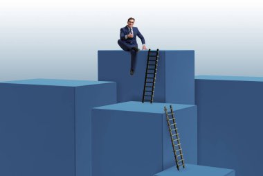 Bloklar halinde iş kavramı meydan tırmanma işadamı