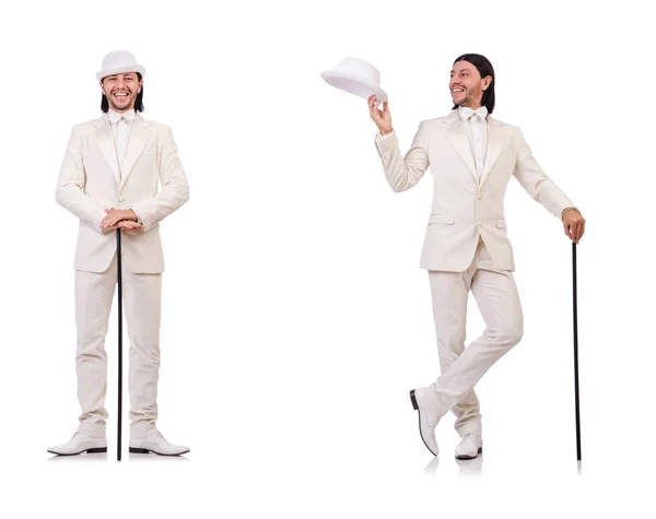 Gentiluomo in abito bianco isolato su bianco — Foto Stock