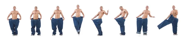 Άνθρωπος στην δίαιτα έννοια με μεγάλου μεγέθους τζιν — Φωτογραφία Αρχείου
