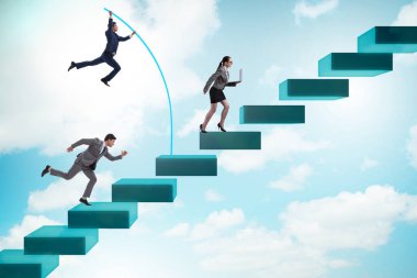 İş adamları bar çizelgelerinin üzerinden atlıyor.