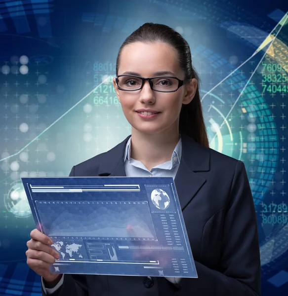 Mujer de negocios en el concepto de comercio de bolsa de valores — Foto de Stock