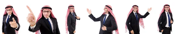 Dreigende Arabische man in specificaties geïsoleerd op wit — Stockfoto