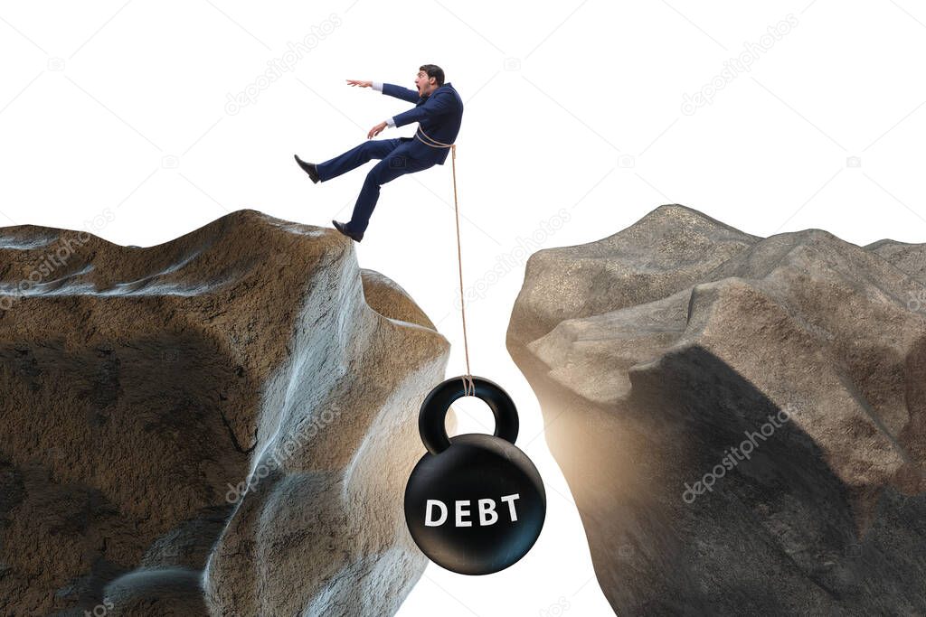 Concept of debt and load with businessman