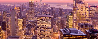 Günbatımında New York Manhattan manzarası