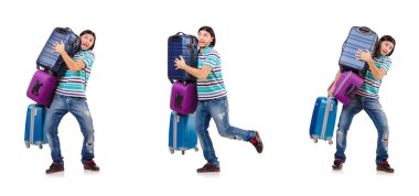 Seyahat konsepti beyaz bavullu