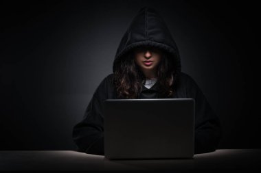 Ofiste güvenlik duvarını hackleyen kadın hacker.