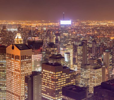 Günbatımında New York Manhattan manzarası