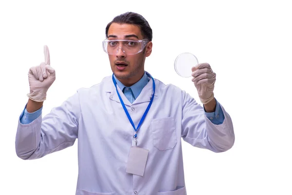 Молодой химик изолирован на белом — стоковое фото