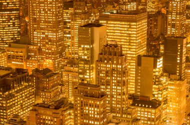Günbatımında New York Manhattan 'ın gece manzarası