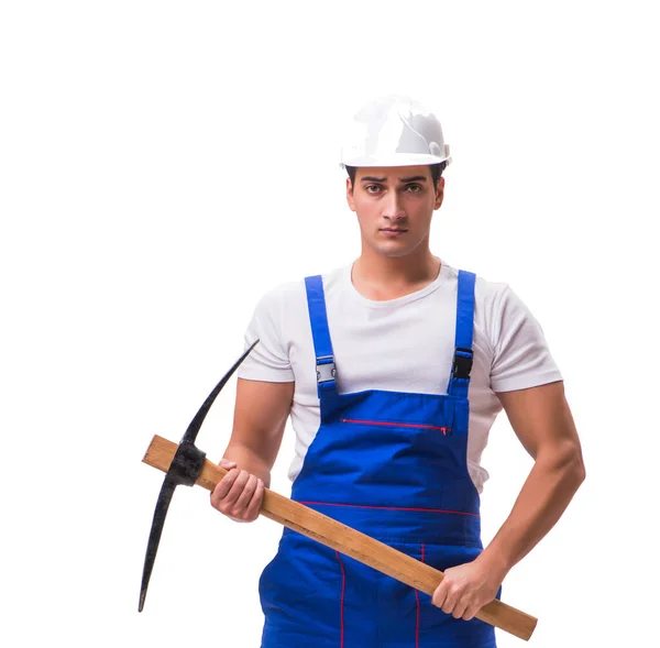 Man with axe isolated on the white — Stock Photo, Image