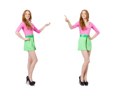 Beyaz arka planda izole edilmiş bir kadın