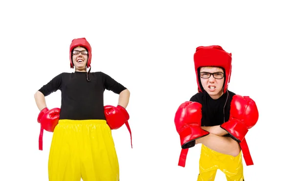 Boxeador divertido aislado en el fondo blanco — Foto de Stock