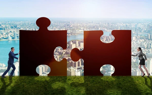 Geschäftskonzept Puzzles für Teamarbeit — Stockfoto
