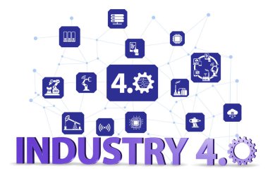 Çeşitli aşamalara sahip sanayi 4.0 kavramı - 3D biçimlendirme