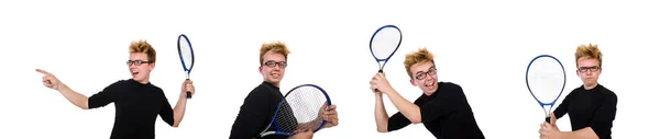 Rolig tennisspelare isolerad på vitt — Stockfoto