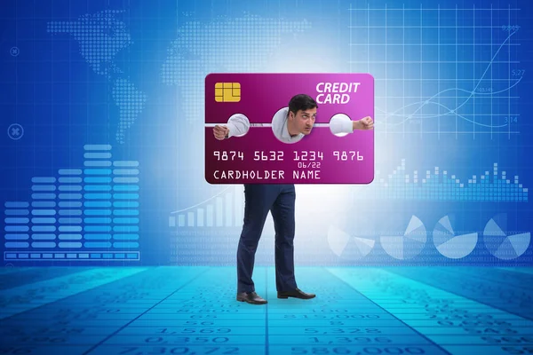 Zakenman in credit card burden concept in schandaal — Stockfoto