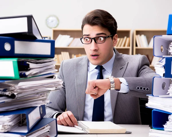 Busy businessman under stress due to excessive work — Stock Photo, Image