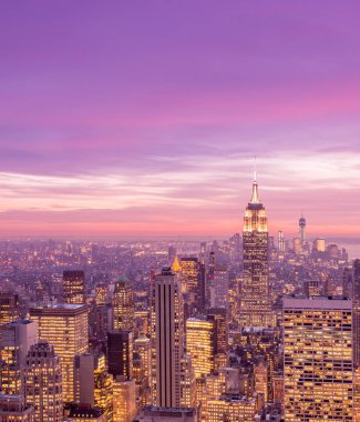 Günbatımında New York Manhattan manzarası