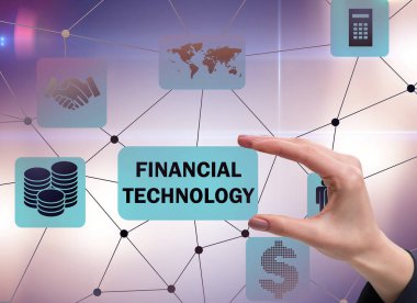 Finans teknolojileri fintech kavramı tutan el