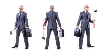 Beyaz baltalı komik iş adamı.