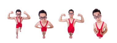 komik güreşçi üzerinde beyaz izole