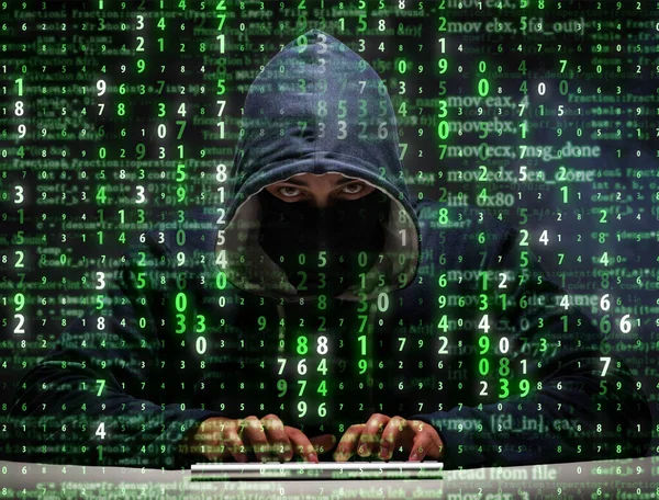 Young hacker in data security concept — Stock Photo, Image