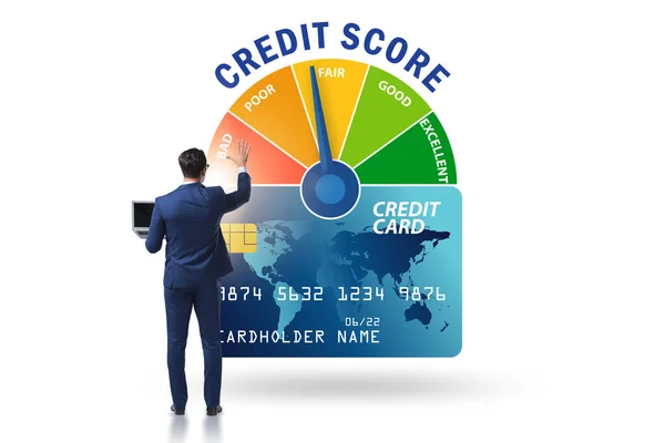Biznesmen w koncepcji punktacji kredytowej — Zdjęcie stockowe