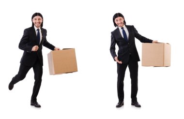 Beyaz kutulu komik adam.