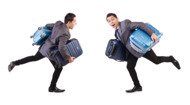 Seyahat konsepti beyaz bavullu