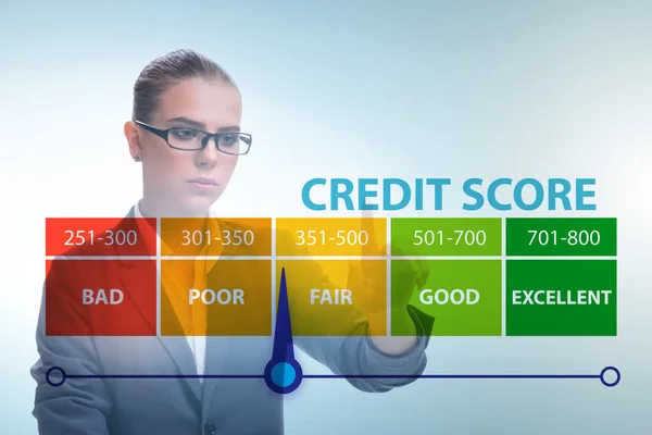 Businesswoman in credit score concept — Stock Photo, Image