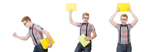 Junge Studentin isoliert auf weißem Hintergrund — Stockfoto