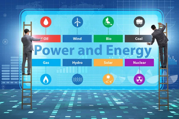 Energy mix concept with businessman — 图库照片