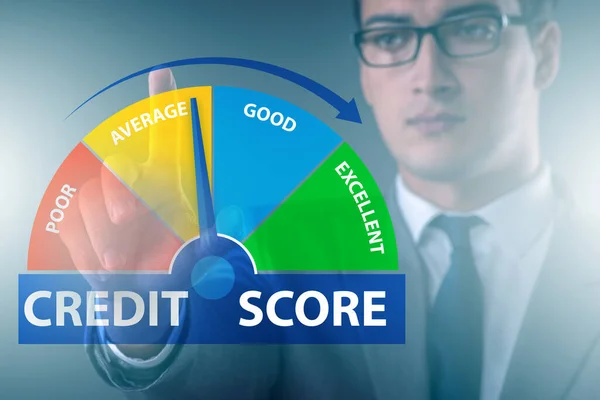 Zakenman in credit score concept — Stockfoto