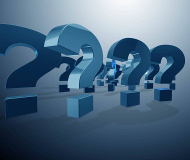 Soru işaretleri belirsizlik kavramı - 3d render ile