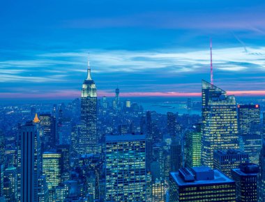 Günbatımında New York Manhattan manzarası
