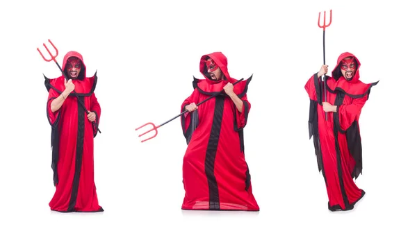 Чоловік диявол в червоному костюмі — стокове фото