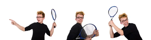 Rolig tennisspelare isolerad på vitt — Stockfoto