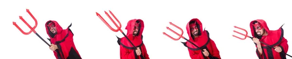 Homem diabo em traje vermelho — Fotografia de Stock