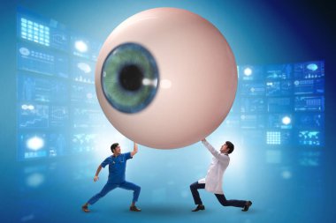 Doktor dev gözü tıbbi konseptte inceliyor.