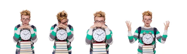 Studerande missar sina deadlines isolerade på vitt — Stockfoto
