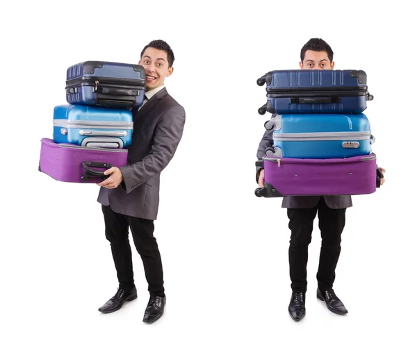 Travel vacation concept with luggage on white — Stock Photo, Image