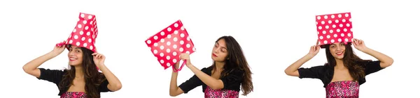 Woman with shopping bags isolated on white — Stock Photo, Image