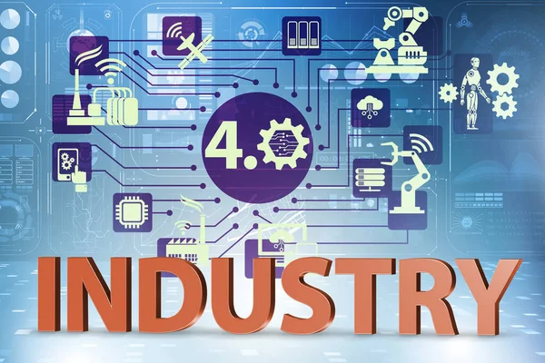 Концепція Industry 4.0 з різними етапами - 3d рендеринг — стокове фото