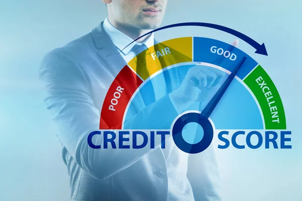 Imprenditore nel concetto di punteggio di credito — Foto Stock