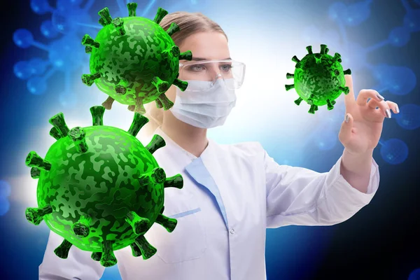 Doktor laboratuvarda koronavirüs araştırması yapıyor.