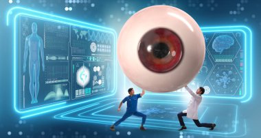 Doktor dev gözü tıbbi konseptte inceliyor.